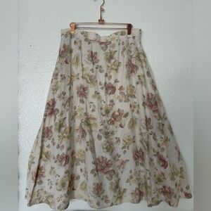 Vintage Toni garment Women’s Floral A-Line Skirt in Cream size 14